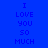 Blue background with white rectangular sections displaying the text "I LOVE YOU SO MUCH" in blue pixelated font across multiple