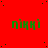 Red background with green pixelated text 'niki' repeated in a pattern, scattered black dots across the surface