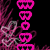 Animated pink heart-shaped icons with white highlights on a black background, accompanied by a static 'him' text with heart symbols.