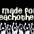 Pixelated text and abstract shapes on a black background with repeated patterns.