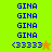 Pixelated displays blue text 'GINA' repeated with a numeric sequence and star symbols on colored backgrounds
