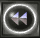 Four square display a circular icon with a double triangle symbol; the outer ring alternates between glowing white and dark states