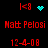 Red and cyan pixelated text displays 'Matt Pelosi' with date '12-4-08', featuring a heart icon on the left and a starburst icon on the right, both animated.