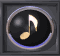 Six circular frames display a golden eighth note with a glowing effect against black backgrounds, each framed by metallic borders.