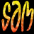 Animated contact sheet showing two frames of a stylized text logo with gradient colors transitioning from yellow to orange on black background.