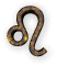 A series of 25 distinct Leo zodiac symbol icons arranged in a , each with unique 3D metallic textures and varying orientations against a gray background