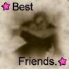 A blurry static image with pink star icons and text reading 'Best' and 'Friends.' on a light background.