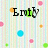 Pixelated text 'Emi' on a pastel striped background with scattered colored dots.