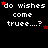 Black background with white pixelated text reading "do wishes come truee....?" and scattered red stars, some of which move position across frames.