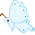 Pixelated cloud-shaped icon with green dots and brown curved handle, two variations show slight shape differences.
