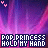 Pixelated icon with purple-pink gradient background, two pink 'Y' symbols top-left, and white text reading "POP PRINCESS HOLD MY HAND" in dark blue blocks.