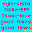 Pixelated text on cyan background with red and yellow elements, repeating phrases across three per