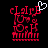 Red pixelated text 'claire' with heart symbols and a white hand cursor icon above the letter B on black background.