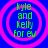 Four identical circular icons with pink concentric rings on a blue background, each containing green text reading 'kyle and kelly for ev' in pixelated font.
