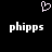 Pixelated white heart symbol above two identical 'phipps' text blocks on black background.