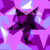 Animated sequence of dark purple stars rotating against a pink and light purple geometric background with white triangular accents.