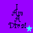 Pixelated text 'I Am Dino' with a star on a purple background, showing animation changes in star color.