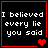 Four identical black square with red borders display white pixelated text "I believed every lie you said" and red heart symbols in various states
