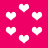 A static image of white pixelated hearts on a solid pink background with no visible text or animation.
