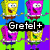 six distinct cartoon and character icons with text overlays, each icon displayed in a separate