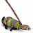 A 48x48 pixel buddy icon featuring a cartoon beaver lying on its back with a broom, next to red text reading "Along Came Polly" in a serif font.