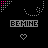 Animated contact sheet of a 5x5 grid showing sequential frames of a pixel-art icon with pink and gray elements on black background, featuring repeated "BEMINE" text and heart symbols.