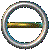 A circular arrangement of interlocking rings in silver and gold tones rotates through multiple angles against a gray background.