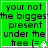 Green background with black text reading 'your not the biggest present under the tree [=' and a white pixelated symbol, animated between frames.