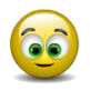 Yellow circular face with green eyes and black eyebrows, displaying various expressions including smiling, grinning, tongue-out, and toothy grins