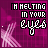 identical pixelated icons with pink and purple backgrounds displaying the text "I'M MELTING IN YOUR EYES" in white block letters, each featuring a subtle animated light effect