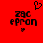 Red background with black pixelated text 'zqc epron' and two heart symbols, one above and one below the text.