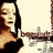 A static image of a woman with dark hair in a black dress against a cityscape background, overlaid with text fragments.