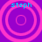 Four identical circular icons with concentric rings on a purple background, each displaying the text 'steph' in cyan above them.