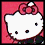 Four static Hello Kitty icons arranged in a , each with distinct background colors and subtle pose variations