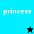 Four display the word 'princess' with a star icon changing from black to cyan against blue and black backgrounds
