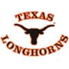 Static icon featuring a black longhorn steer silhouette with brown text reading "TEXAS" above and "LONGHORNS" below on white background.