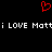 Red pixelated heart symbol above white text reading 'i LOVE Matti LOVE Matt' on black background.