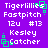 Purple background with white pixelated text reading "Tigerlillie Fastpitch 12u #13 Kesley Catcher" and green square outlines around text.