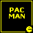 Four identical yellow Pac-Man icons with black backgrounds, each displaying "PAC MAN" text and a small Pac-Man mouth symbol in the bottom-right corner.