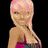 Pixelated image of a woman with pink hair, a pink and black top, and a Chanel logo on a black background, with text reading "Clay Aiken" and a heart symbol.