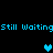 Pixelated blue text and hearts on black background with animated heart positions.