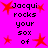 Pixelated text and red starbursts on a bright pink background, with repeated phrases and star positions shifting across frames.
