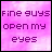 pink and purple pixelated text with heart symbols, displaying phrases about opening eyes, mind, and heart