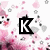 six displays sequential text elements forming 'KAYLI' against a pink and white floral background with scattered gray shapes