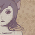 Pixelated anime-style character with purple hair and cat ears, static pose against textured beige background.