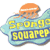 Spongebob Squarepants logo with orange jellyfish above blue cloud-shaped background, yellow text reading 'Spongebob Squarepants', and two Spongebob character icons below.