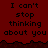 Red background with black pixelated text repeating 'I can't stop thinking about you' across multiple and