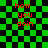 Green and black checkered background with red text reading 'how you doin' in four identical , one showing a distorted version of the same text