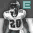 Animated sequence showing a football player in uniform with jersey number 20, transitioning through different poses and background text elements.