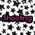 Black star pattern background with pink text reading 'Shooting For The Stars' in three segments on a static image.